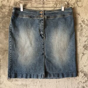 Lauren Jeans Co. Women Denim Skirt Size 12 Front Slit Minimalist Preppy